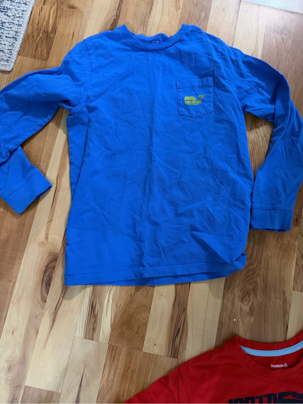 Vineyard Vines Boys' Blue Long-Sleeve Pocket Tee with Yellow Logo